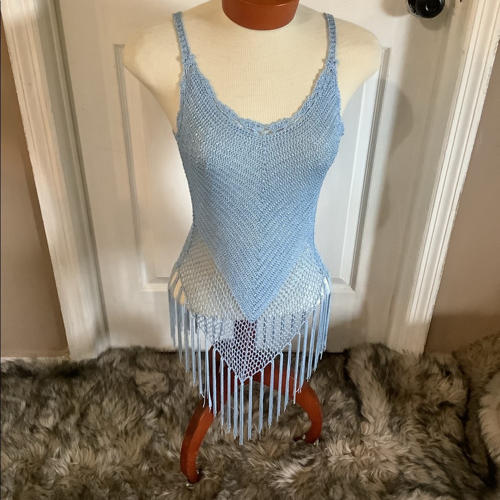 Hand crocheted v-neck top